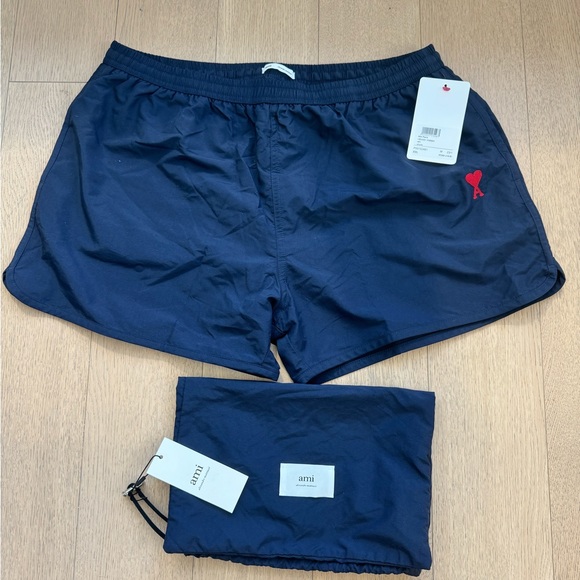 NEW AMI Paris Navy Short length Swim trunks size XXL - Picture 1 of 8